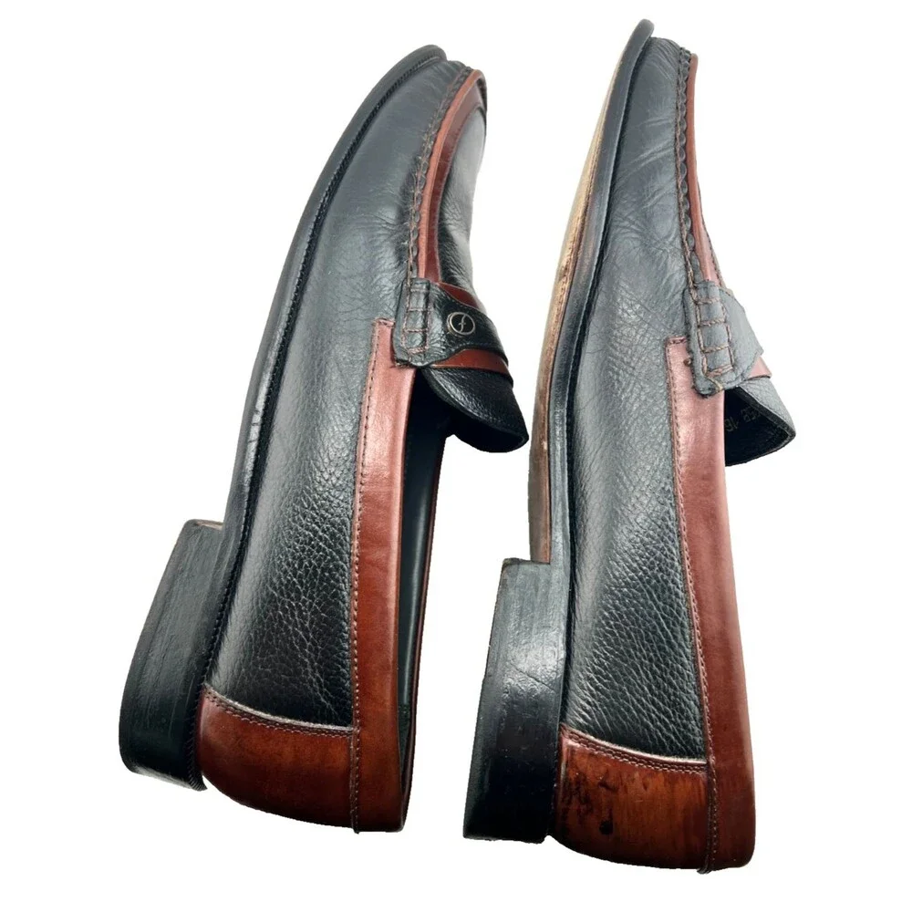 FLORSHEIM Men's 12D Black Brown Slip on Loafers Dress Shoes Leather Brazil